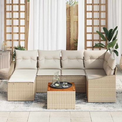 Garten-Sofa-Set 7 pcs Beige und Weiß