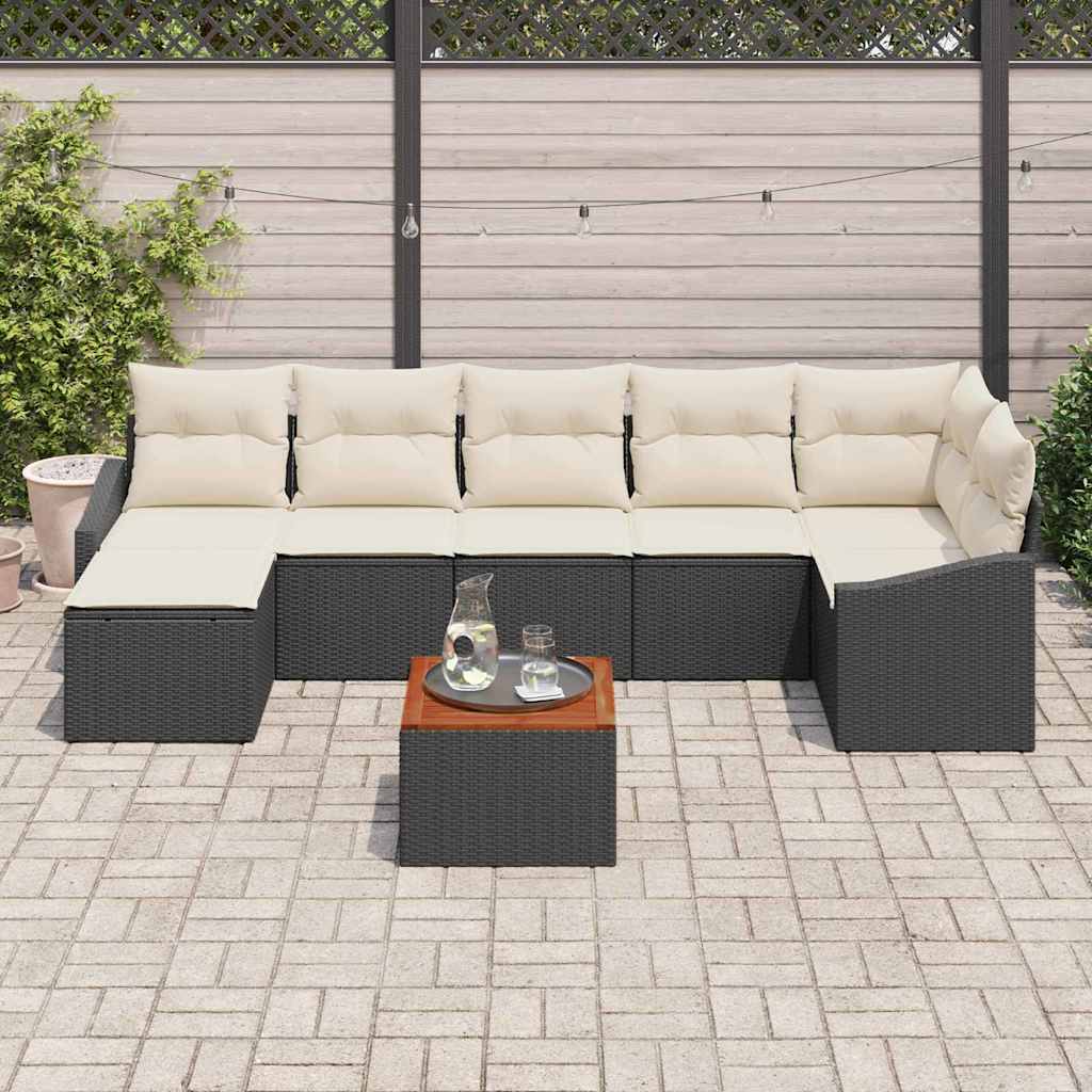 Garten-Sofa-Set 8 pcs Schwarz und Weiß