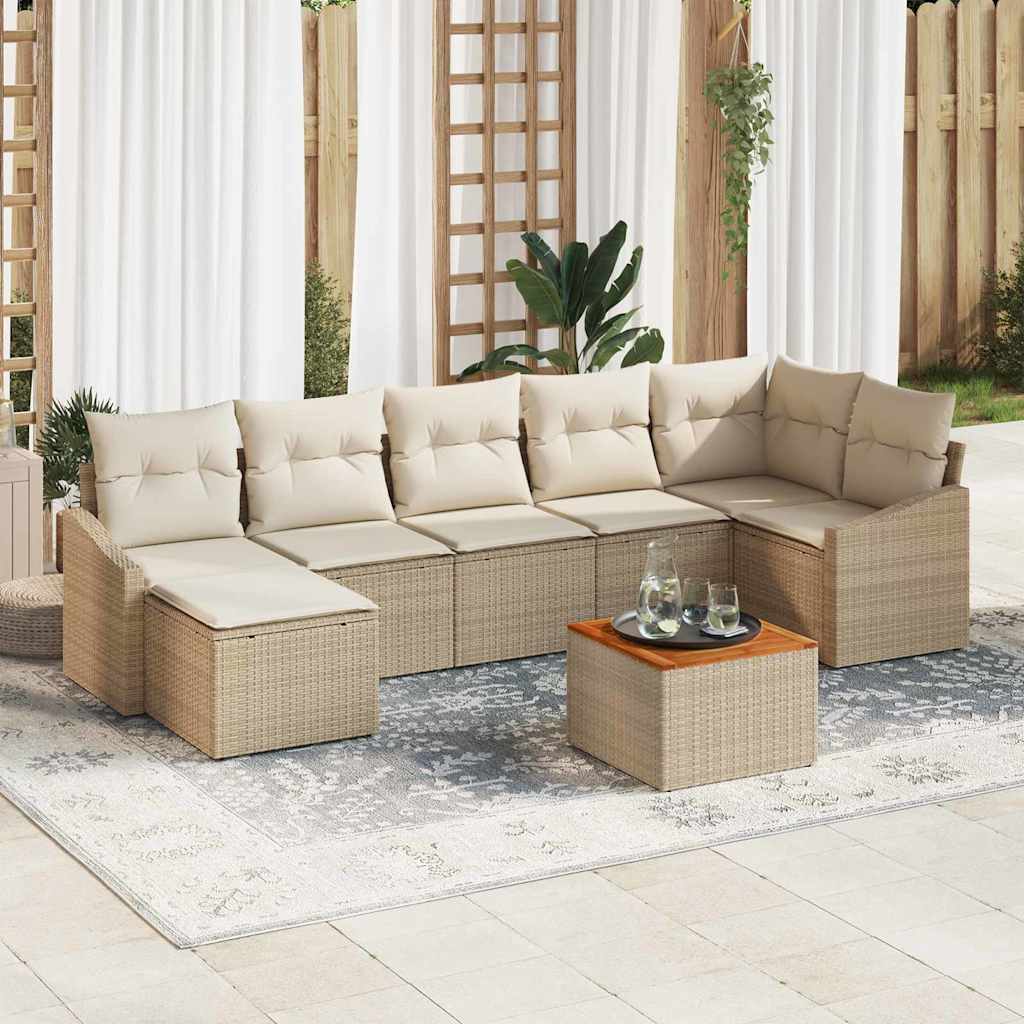Garten-Sofa-Set 8 pcs Beige und Weiß