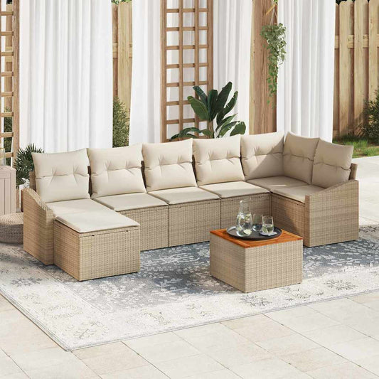 Garten-Sofa-Set 8 pcs Beige und Weiß