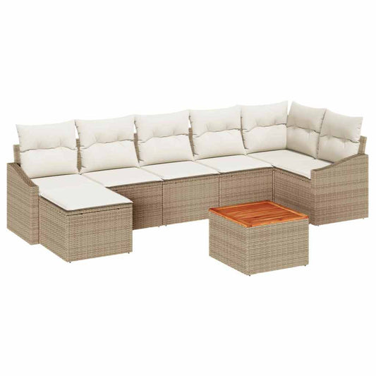 Garten-Sofa-Set 8 pcs Beige und Weiß