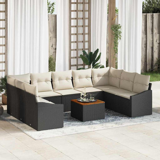 Garten-Sofa-Set 10 pcs Schwarz und Weiß