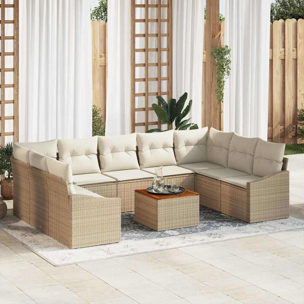 Garten-Sofa-Set 10 pcs Beige und Weiß