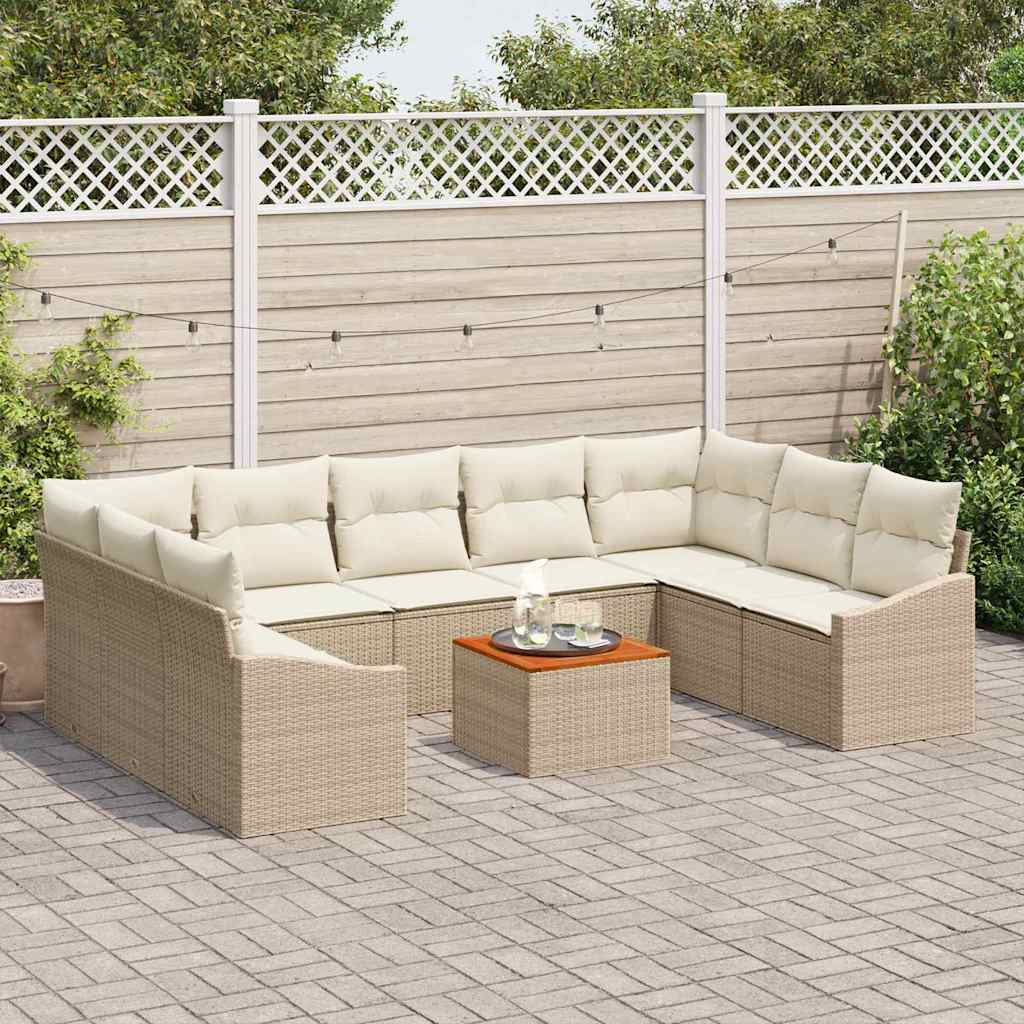 Garten-Sofa-Set 10 pcs Beige und Weiß