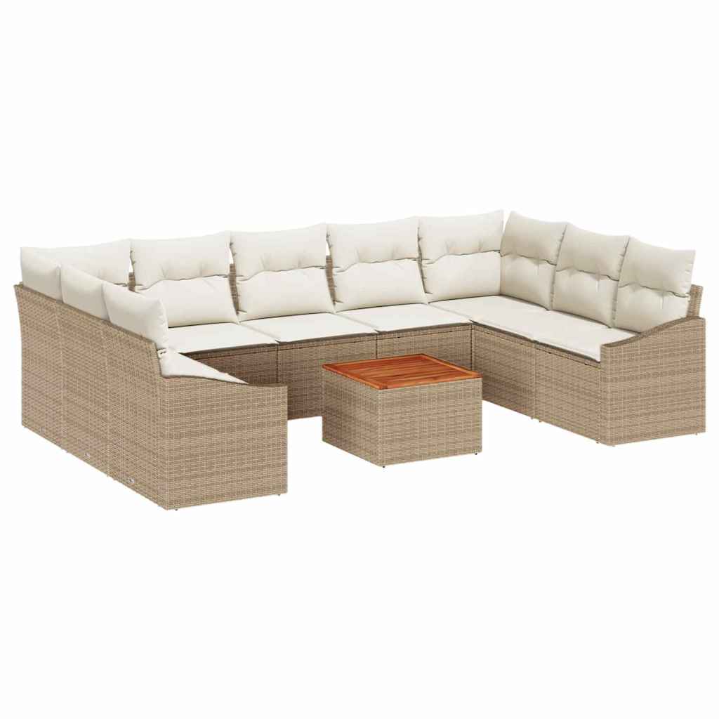 Garten-Sofa-Set 10 pcs Beige und Weiß