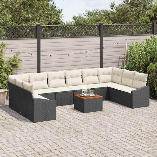 Garten-Sofa-Set 11 pcs Schwarz und Weiß