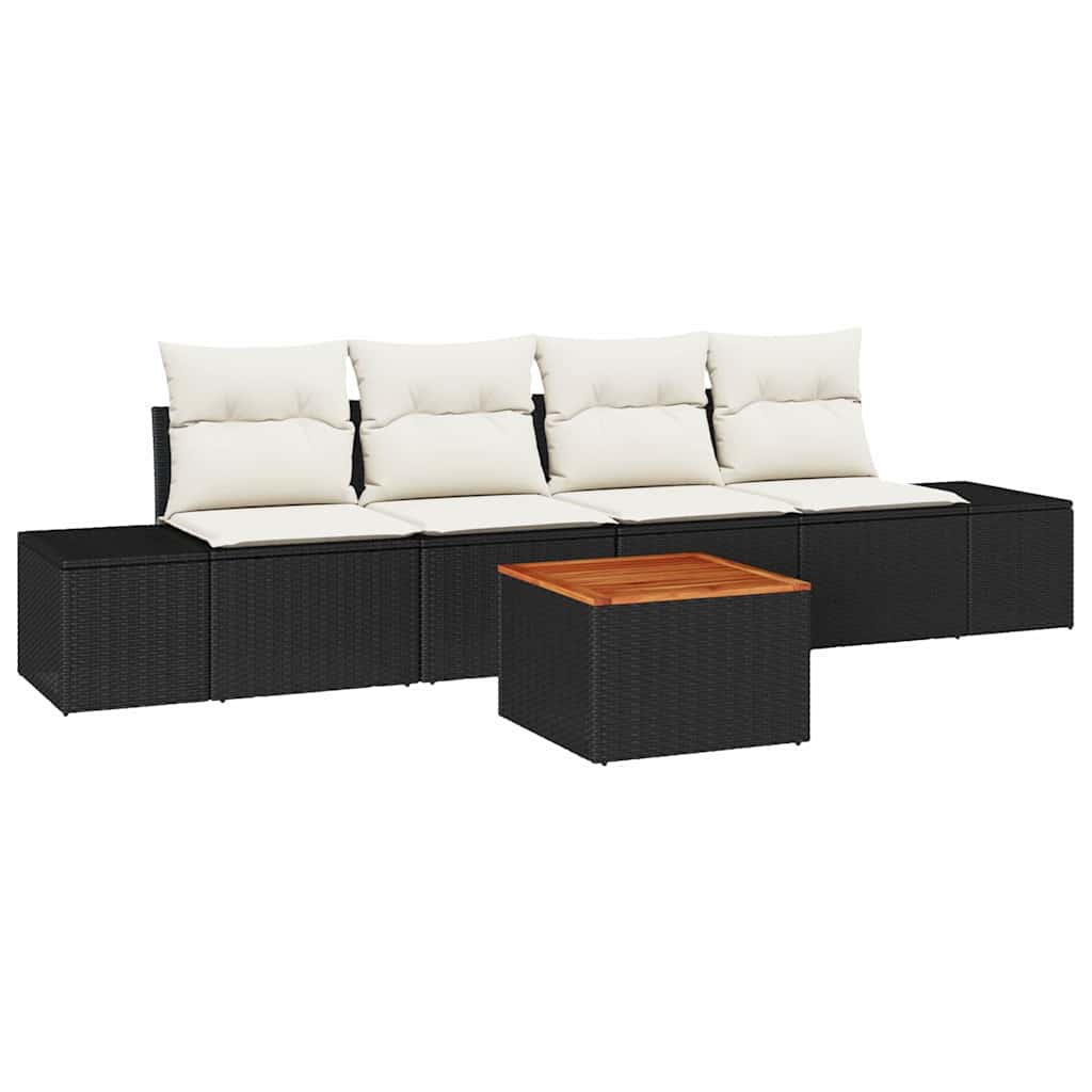 Garten-Sofa-Set 5 pcs Schwarz und Weiß