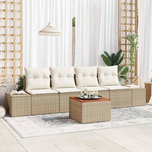 Garten-Sofa-Set 5 pcs Beige und Weiß