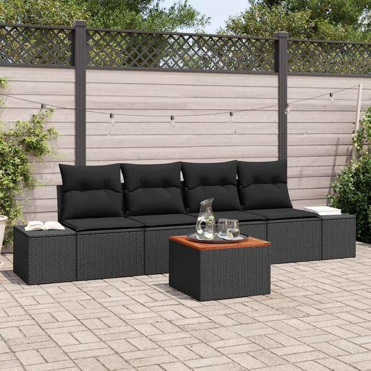 Garten-Sofa-Set 5 pcs Schwarz