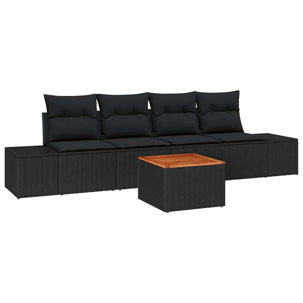 Garten-Sofa-Set 5 pcs Schwarz