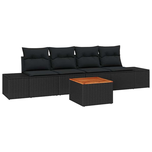 Garten-Sofa-Set 5 pcs Schwarz