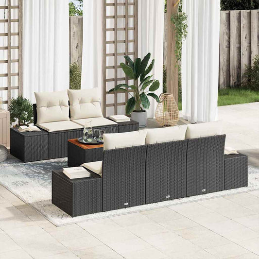 Garten-Sofa-Set 6 pcs Schwarz und Weiß