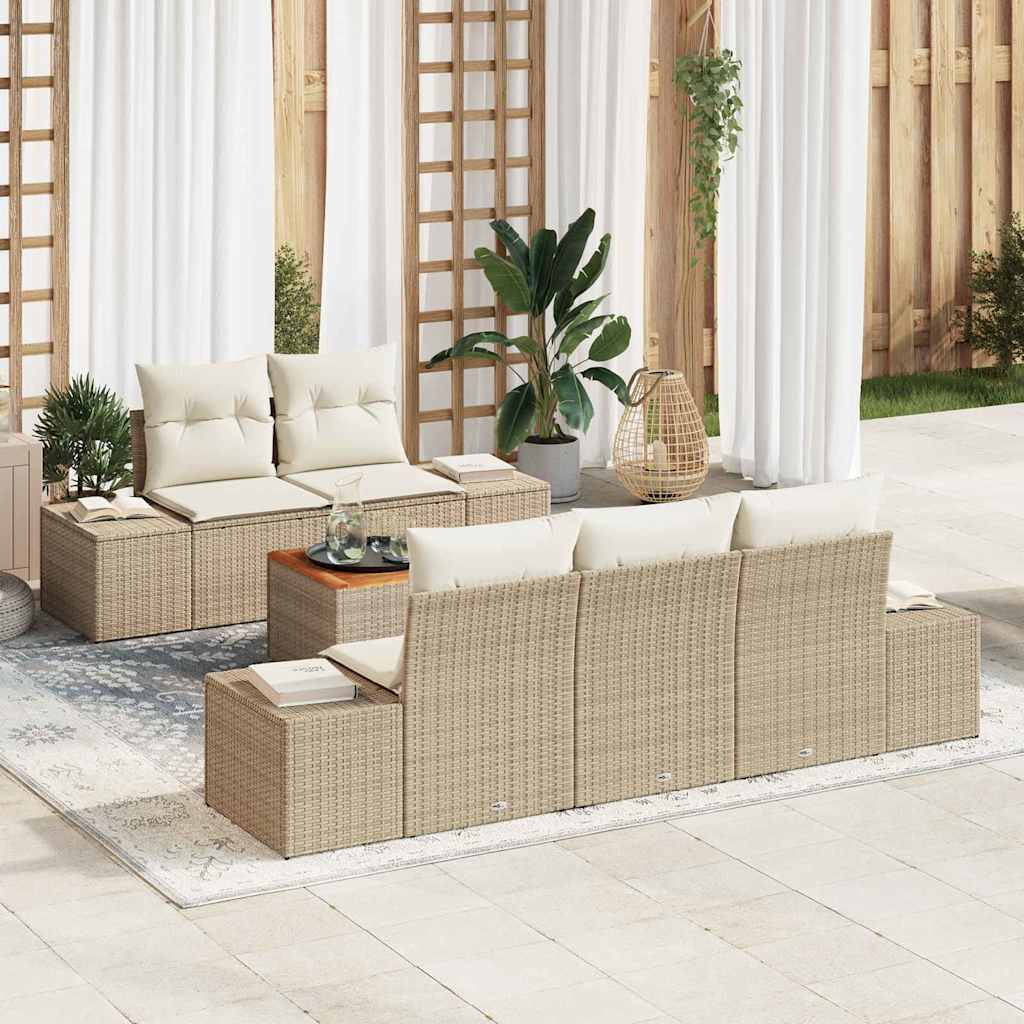 Garten-Sofa-Set 6 pcs Beige und Weiß