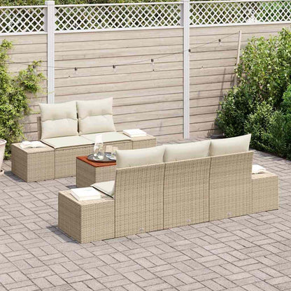 Garten-Sofa-Set 6 pcs Beige und Weiß
