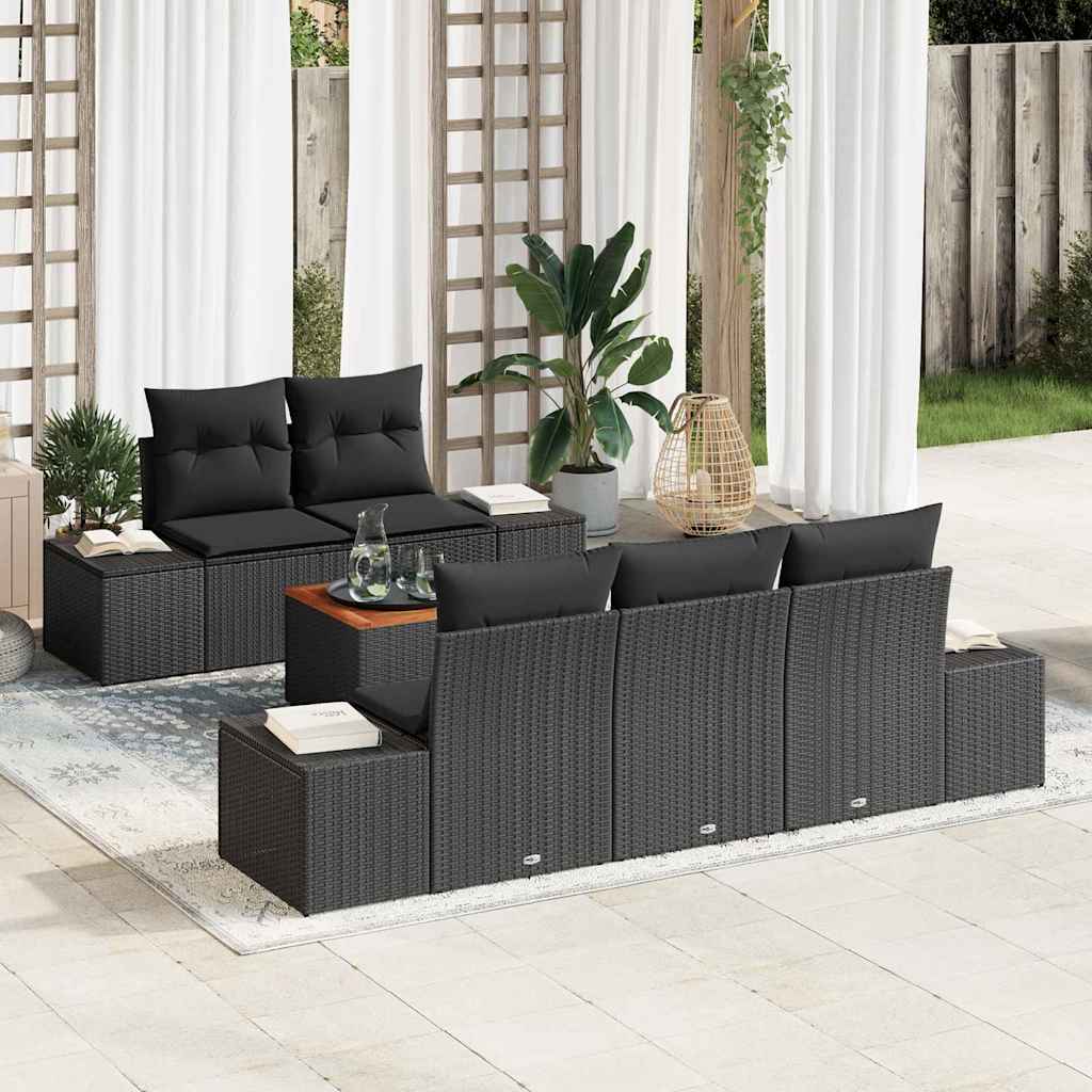 Garten-Sofa-Set 6 pcs Schwarz