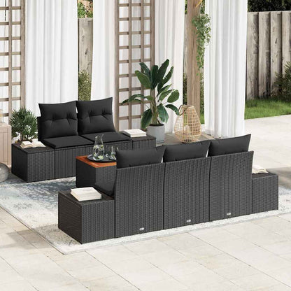 Garten-Sofa-Set 6 pcs Schwarz