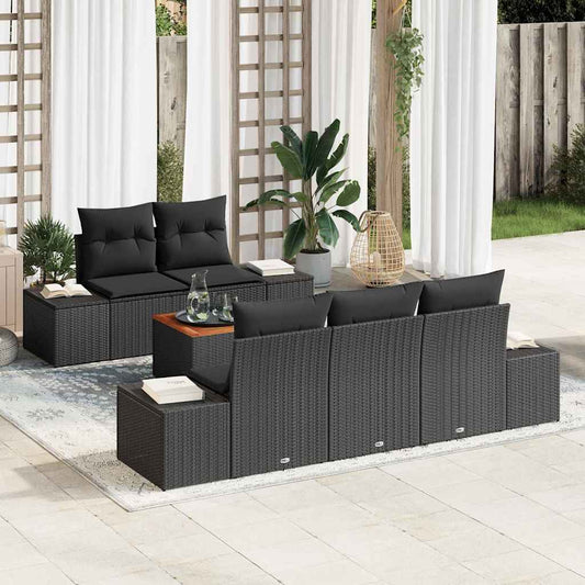 Garten-Sofa-Set 6 pcs Schwarz