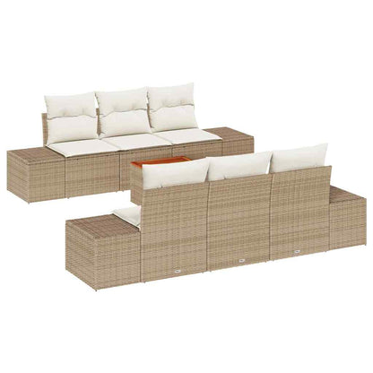 Garten-Sofa-Set 7 pcs Beige und Weiß
