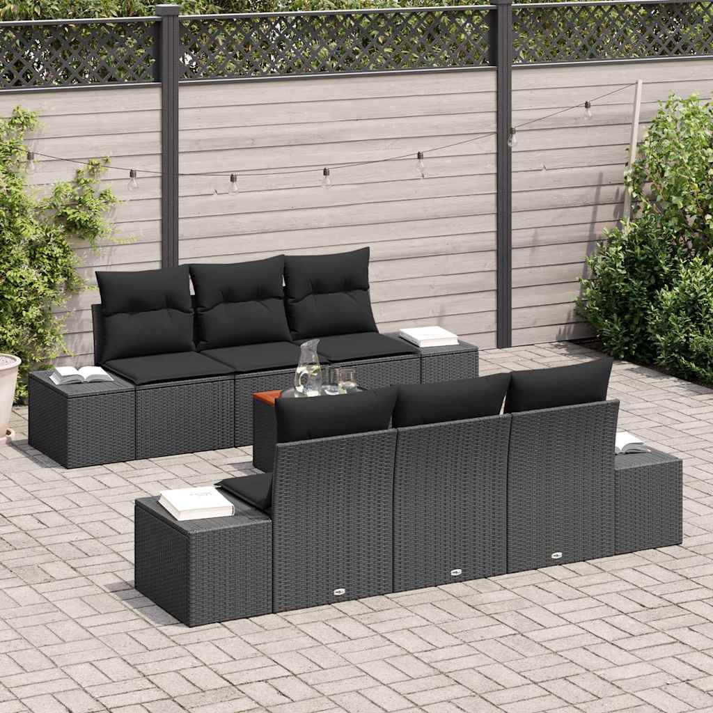 Garten-Sofa-Set 7 pcs Schwarz