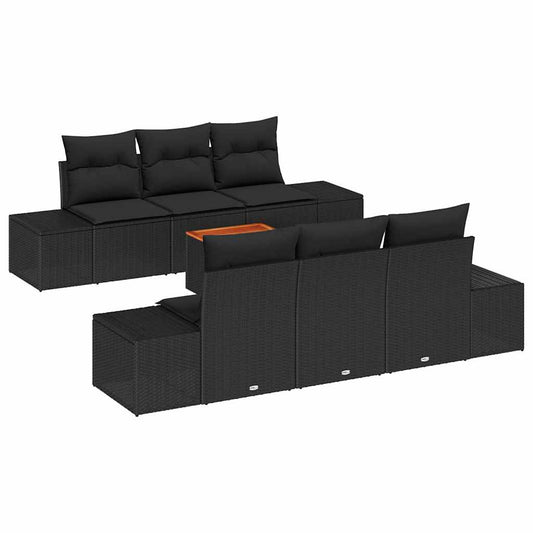 Garten-Sofa-Set 7 pcs Schwarz