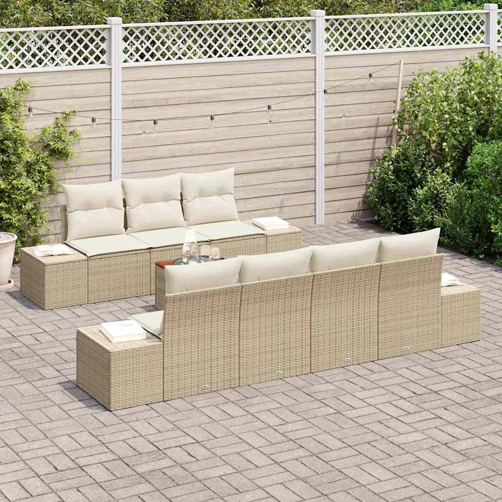 Garten-Sofa-Set 8 pcs Beige und Weiß