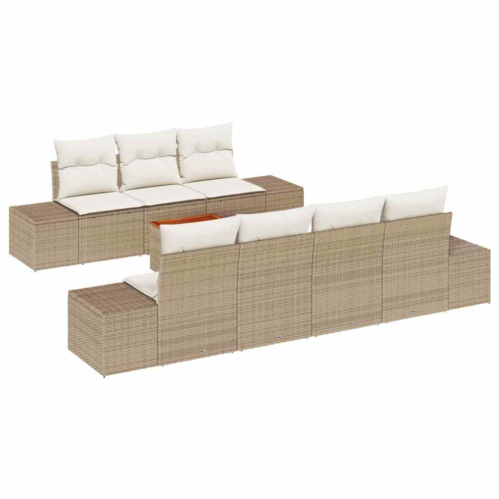 Garten-Sofa-Set 8 pcs Beige und Weiß