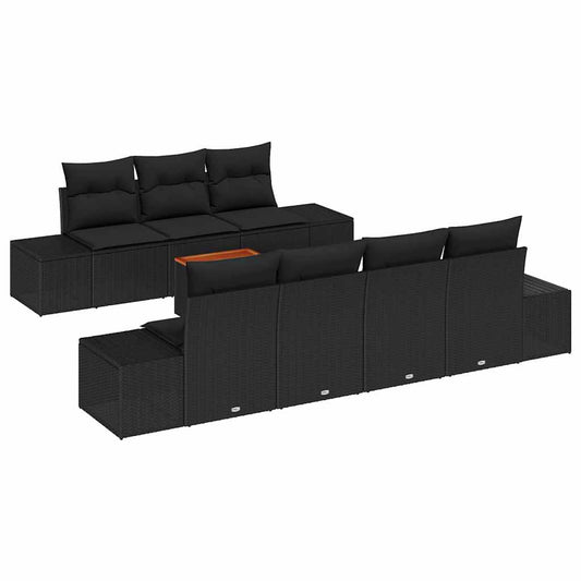 Garten-Sofa-Set 8 pcs Schwarz