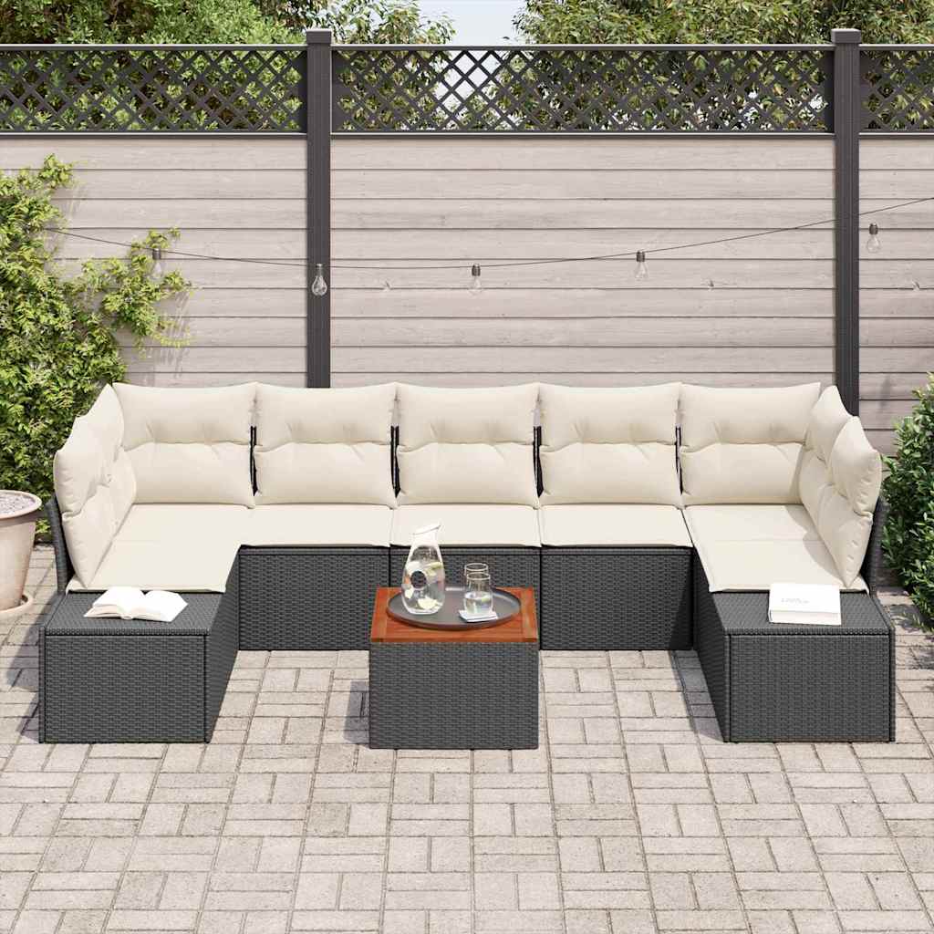 Garten-Sofa-Set 8 pcs Schwarz und Weiß