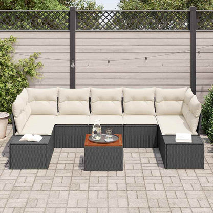 Garten-Sofa-Set 8 pcs Schwarz und Weiß