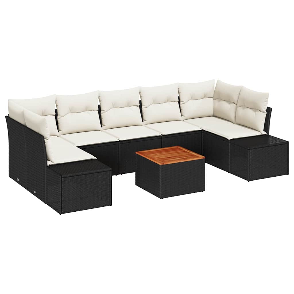Garten-Sofa-Set 8 pcs Schwarz und Weiß