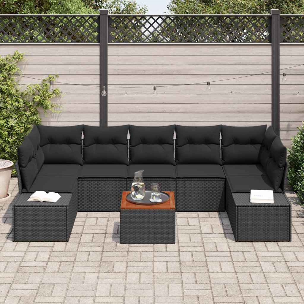 Garten-Sofa-Set 8 pcs Schwarz