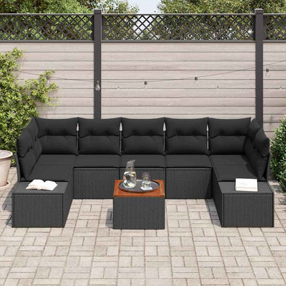 Garten-Sofa-Set 8 pcs Schwarz