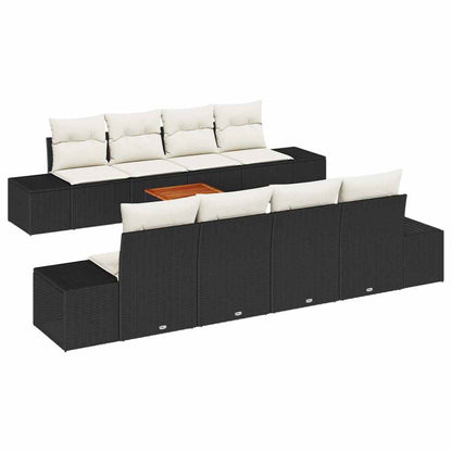 Garten-Sofa-Set 7 pcs Schwarz und Weiß