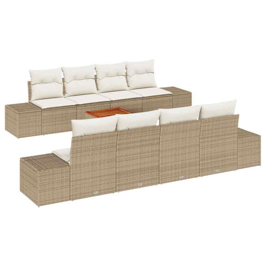 Garten-Sofa-Set 7 pcs Beige und Weiß