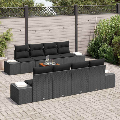 Garten-Sofa-Set 7 pcs Schwarz