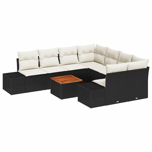 Garten-Sofa-Set 9 pcs Schwarz und Weiß