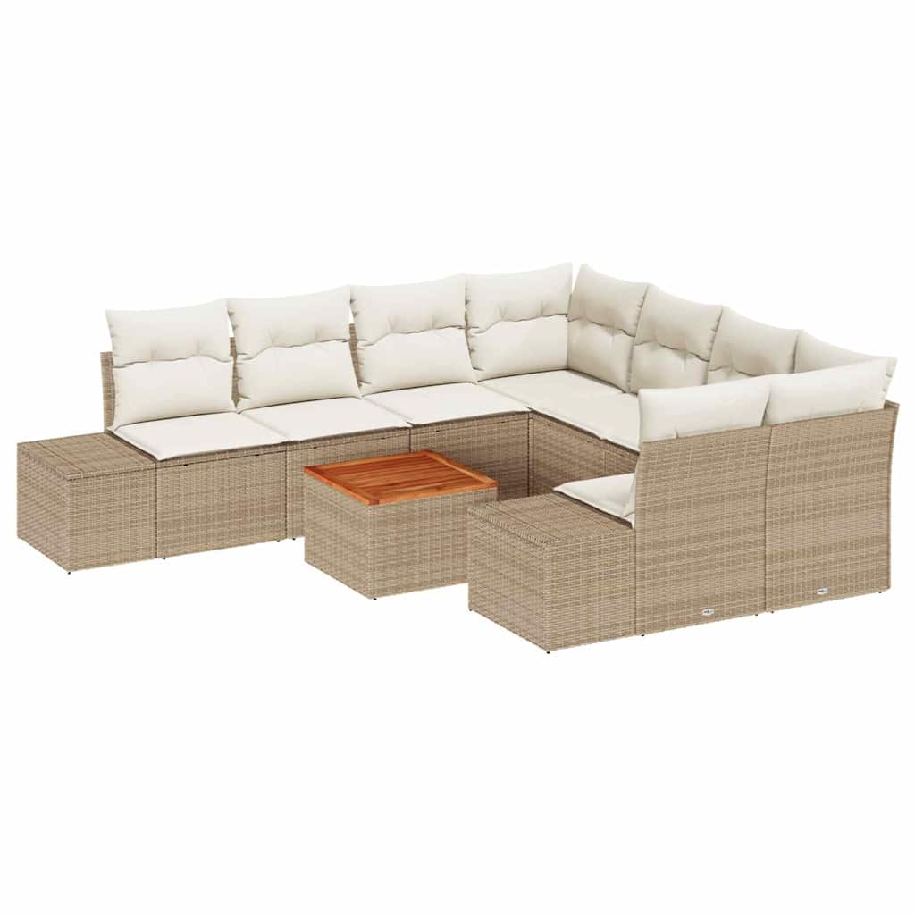 Garten-Sofa-Set 9 pcs Beige und Weiß