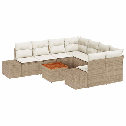 Garten-Sofa-Set 9 pcs Beige und Weiß