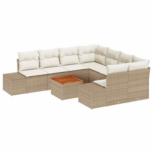 Garten-Sofa-Set 9 pcs Beige und Weiß
