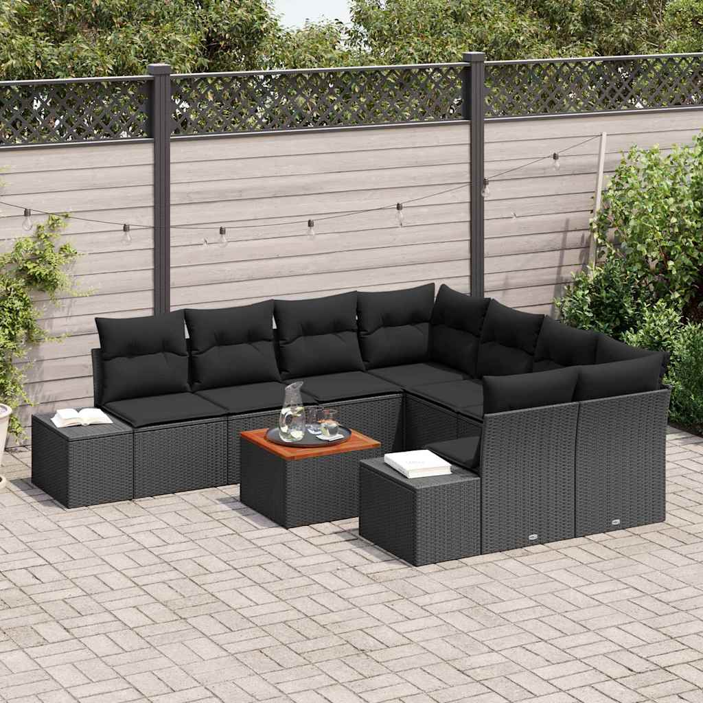 Garten-Sofa-Set 9 pcs Schwarz