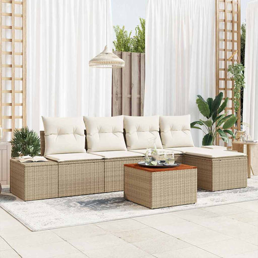 Garten-Sofa-Set 6 pcs Beige und Weiß