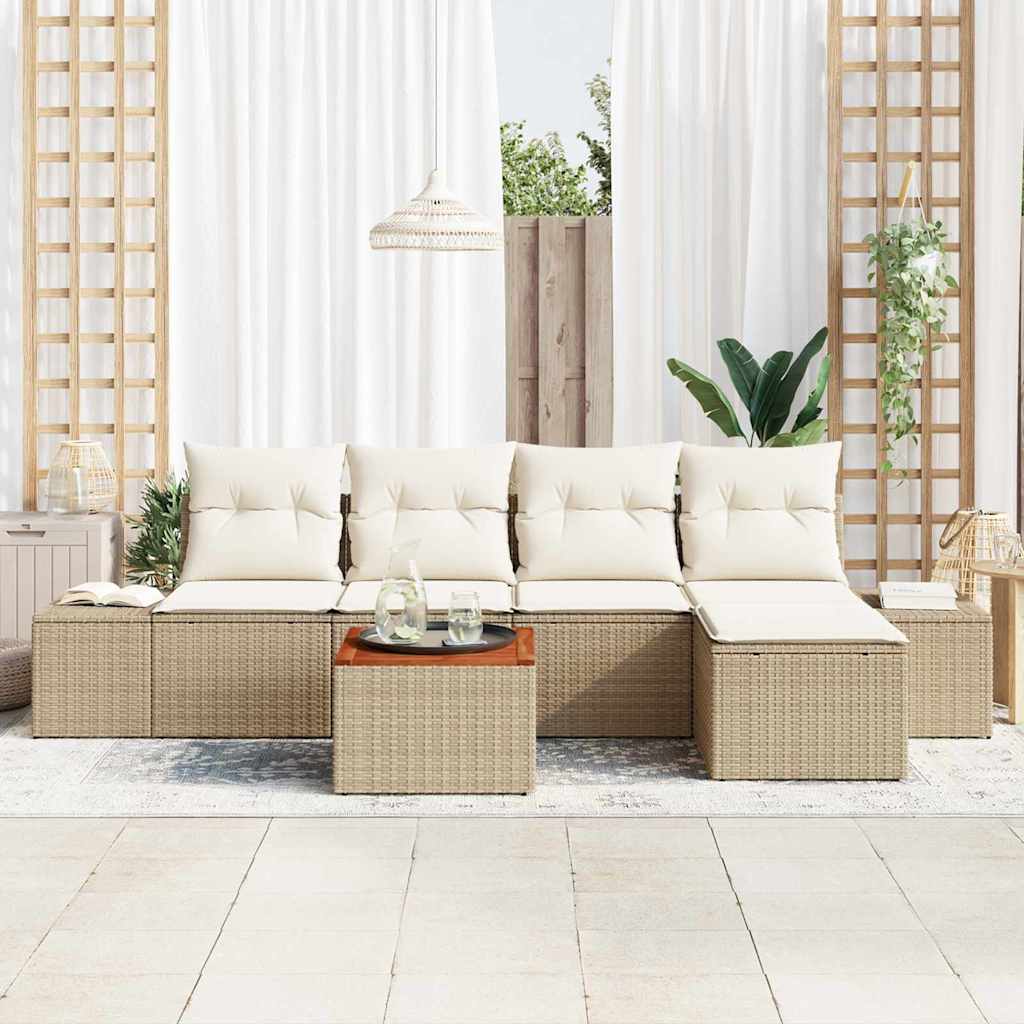 Garten-Sofa-Set 6 pcs Beige und Weiß