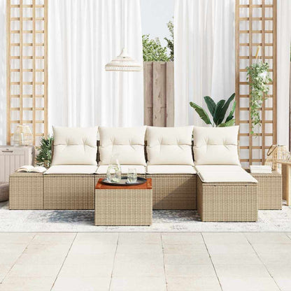 Garten-Sofa-Set 6 pcs Beige und Weiß