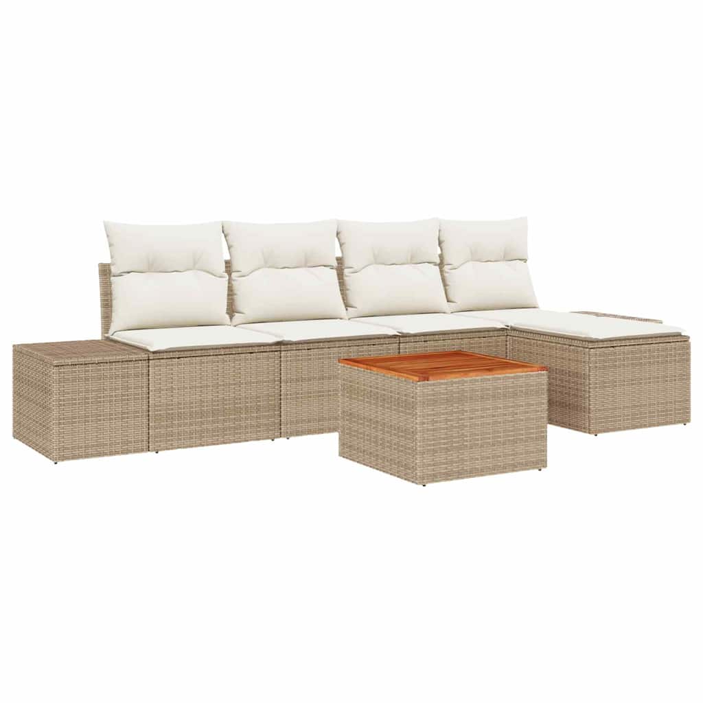 Garten-Sofa-Set 6 pcs Beige und Weiß