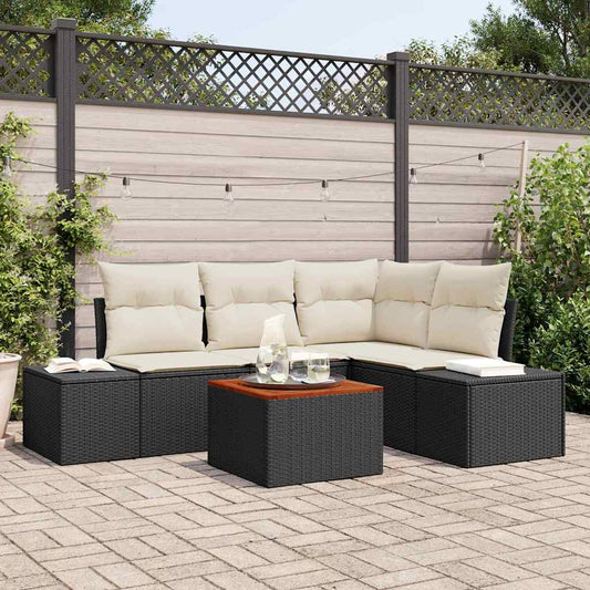 Garten-Sofa-Set 5 pcs Schwarz und Weiß