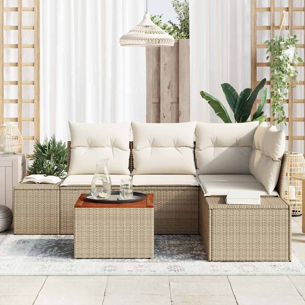 Garten-Sofa-Set 5 pcs Beige und Weiß