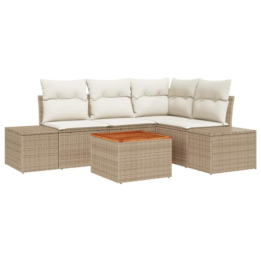 Garten-Sofa-Set 5 pcs Beige und Weiß