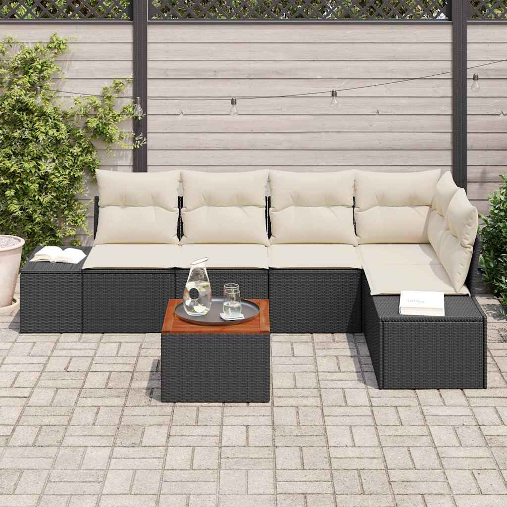 Garten-Sofa-Set 6 pcs Schwarz und Weiß