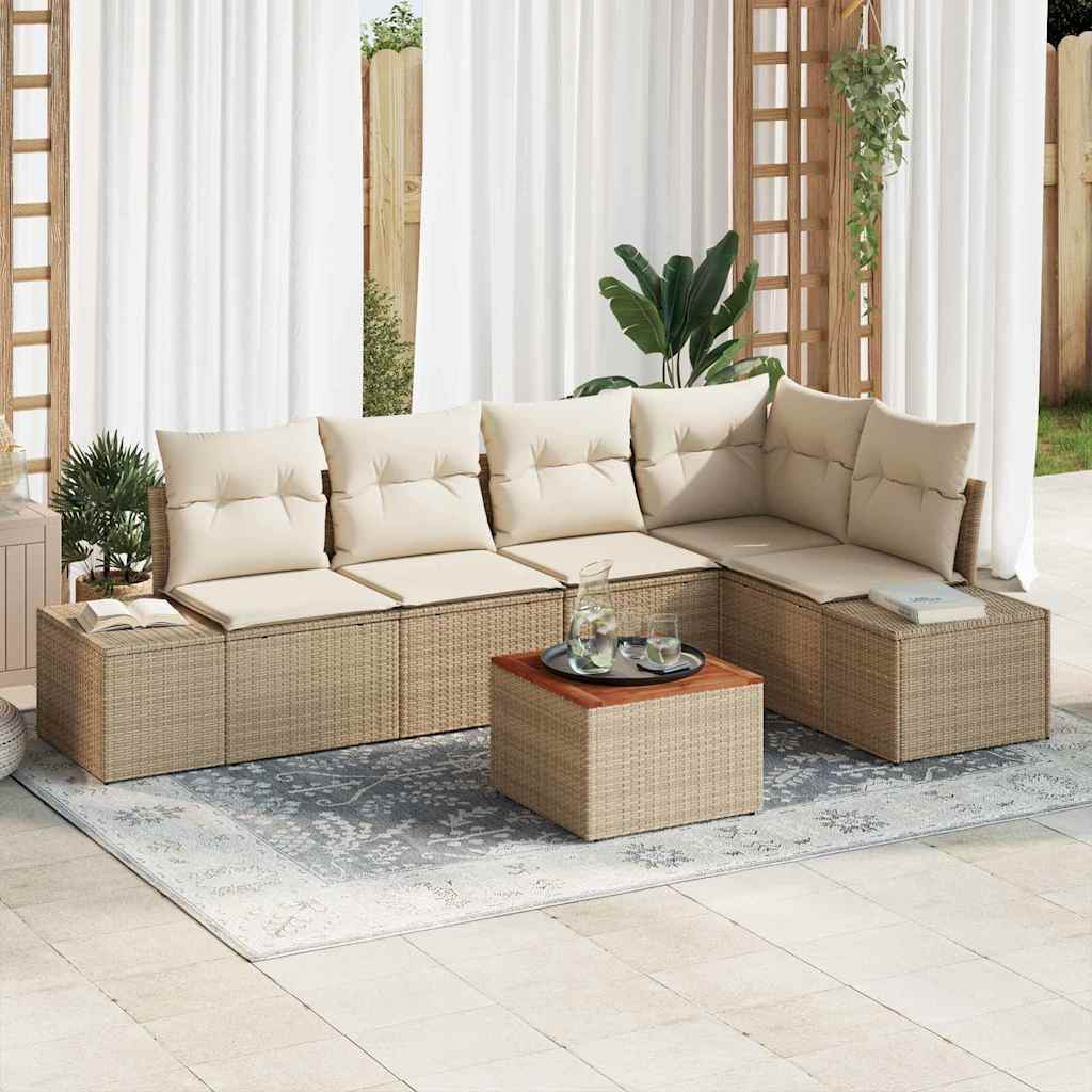 Garten-Sofa-Set 6 pcs Beige und Weiß