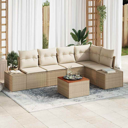 Garten-Sofa-Set 6 pcs Beige und Weiß